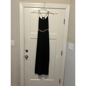 Umgee Black Halter Maxi Dress Women's Size Medium Sleeveless Boho Resort Vacay